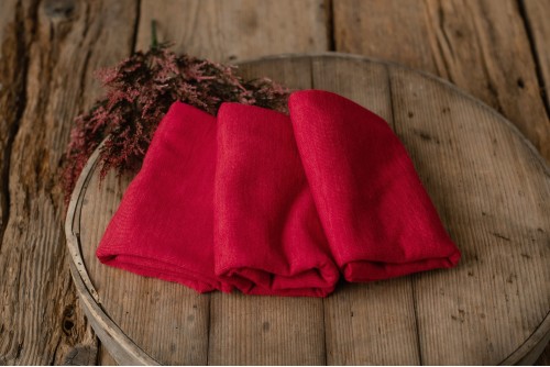KNITTED WRAP -  CHRISTMAS RED