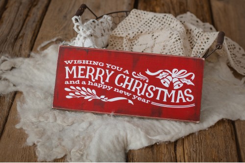 PLAQUE - MERRY CHRISTMAS RED